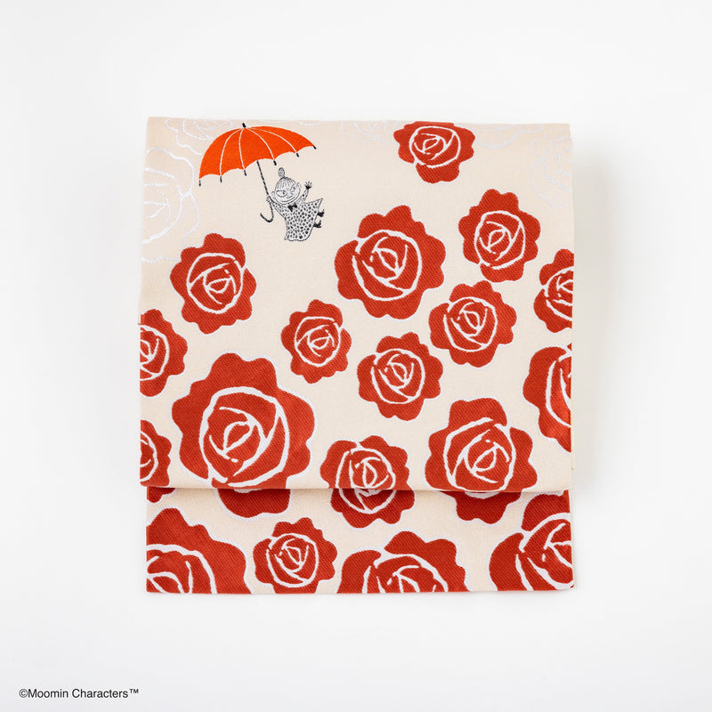 ＜MOOMINコラボ＞西陣織なごや帯「Little My flying over roses」