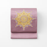楊貴妃 シンプル 桃 紫 金刺繍 宝相華文 袋帯 西陣織